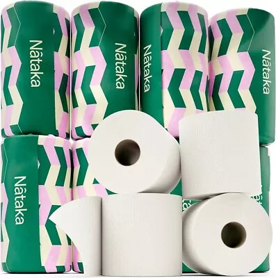 24 X NATAKA 100% Virgin Bamboo Eco Toilet Tissue Paper Roll 3 Ply UNBLEACHED • £14.99