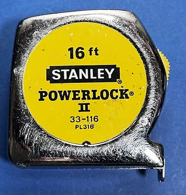 Vintage 1980s Stanley PowerLock II 16' Tape Measure Tool No. 33-116 PL316 USA • $22