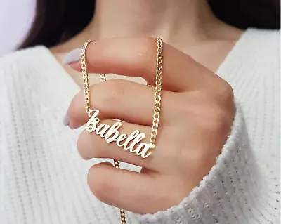 Custom Name Cuban Chain Necklace 5mm Women Men Stainless Steel Metal Jewelry • $18.50