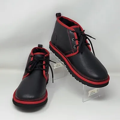 UGG Neumel Leather Low Chukka Black Red Ankle Boots Mens Size 13 1133777 New • $61.58
