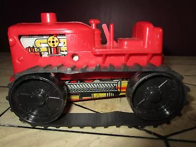 Vintage RED Louis Marx Diesel Windup Tin And Plastic Tractor LM77 Working  • $25