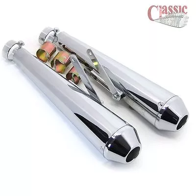 £89.95 • Buy Universal Short Megaphone Exhaust Silencers Cafe Racer Custom Build Motorcycle