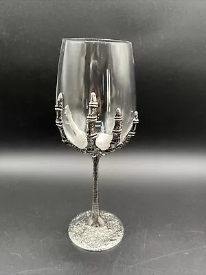 Halloween Skeleton Hand Glass Wine  Glass Silver Style Metal Hand Stem • $28