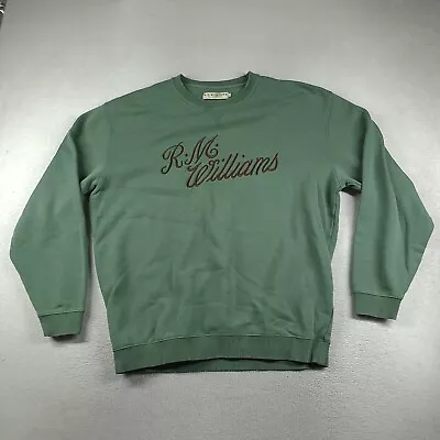 R.M. Williams Jumper Crewneck Green Faded Adult Logo Spellout Size L • $30