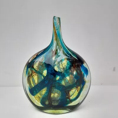 MDINA Vase Glass Obscure Art 1978 Multicoloured Weighted Vintage -WRDC • £46