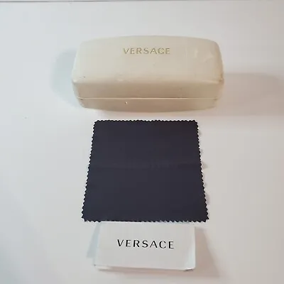 White Versace Eyeglasses Sunglasses Hard Clamshell Leather Case Black Microfiber • $11.99