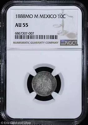 1888-Mo M 10c Mexico 10 Centavos NGC AU 55 • $89.95