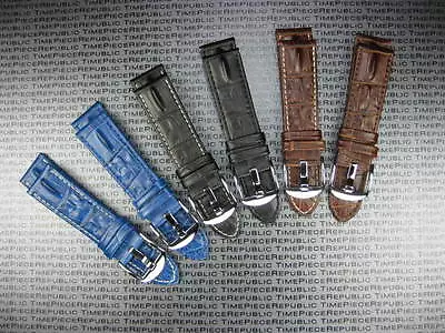 22mm Black Blue Leather Alligator Hornback Grain Strap Timewalker MONTBLANC 22 V • $31.35