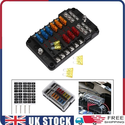 £14.49 • Buy 6 Way Blade Fuse Box Block FuseBox Holder Auto Marine Bus Bar Car Kit 12V 32V UK