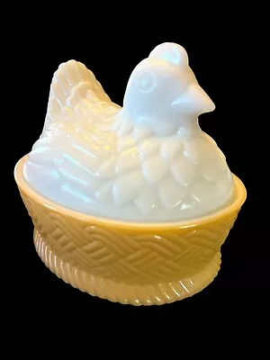 Vintage 1973 Avon White Milk Glass Nesting Hen Covered Dish Hen On Nest Candy • $17