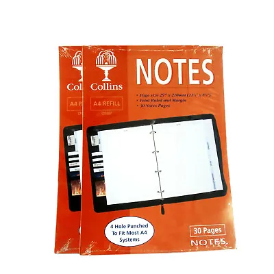 Collins A4 Organiser Lined Notes Conference Folder Refill Insert CF1007  2 Packs • £4.50