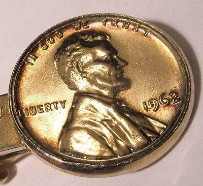 1962 Lincoln Penny Coin Vintage SMALL Tie Bar Clip C27 Money  • $26.49