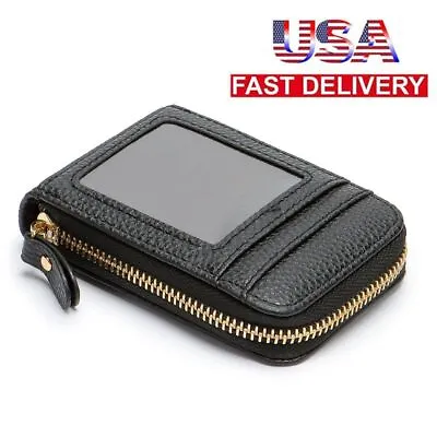 Mens Leather Zipper Slim Wallet Blocking Bag Credit Card Holder Thin Purse • $7.73