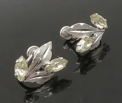 VAN DELL 925 Silver - Vintage Topaz Flower Motif Non Pierce Earrings - EG11430 • $37.17