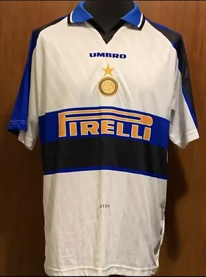 Inter Milan 1996/97 Away Shirt Size L Score Draw Retro - Zanetti # 4 Nameset • £45