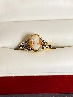 VINTAGE 18kt HGF Gold Filled Cameo Ring Size 5  Made By Esposito Jewelry Inc • $35