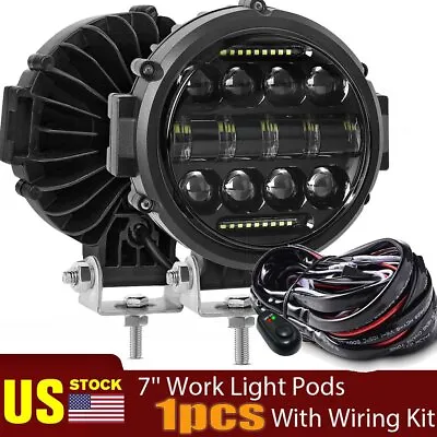 7 Inch LED Work Light Bar 120W Round Driving Fog Lamp Spot DRL Offroad W/Wire • $34.99