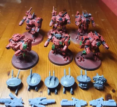 Warhammer 40k T'au Tau Empire XV8 Crisis Battlesuit Team X 6 With 3d Weapons • £50
