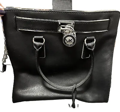 Michael Kors Hamilton Women Large Shoulder Bag Handbag Tote Black Leather • $140