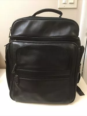 Black 100% Genuine Leather  Laptop Backpack Multi-Compartment Business Bag • $99.99