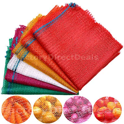 100 NET SACKS WOVEN MESH BAGS VEGETABLES LOGS KINDLING WOOD LOG 40x 64cm -15 Kg • £15.99