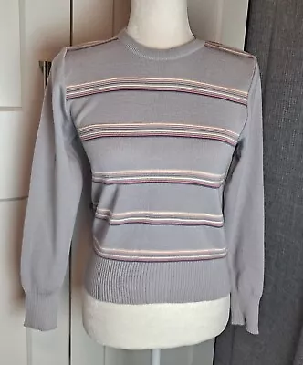 168. Vintage Meister 1980s Lavendar/grey Striped Ski Sweater Womens • $33.95