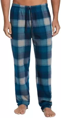 New Perry Ellis Portfolio Men's Heather Plaid Pajama Pants Teal Blue Size M • $12.34