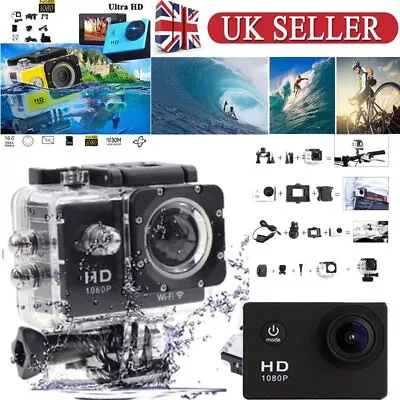 1080P Sports Cam Action Camera HD 2  Waterproof Under Water Camcorders Video DV • £17.99