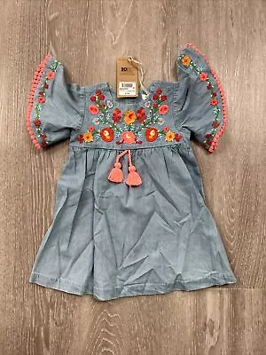 Next Baby Girl Dress Denim Flower 9-12 Months  • £11.50