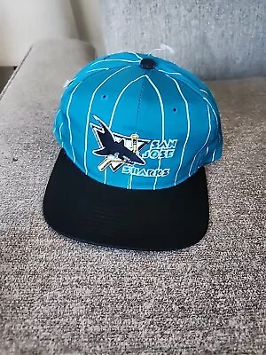 Vintage Starter NHL San Jose Sharks Teal Pinstriped Snapback Hat Cap • $25