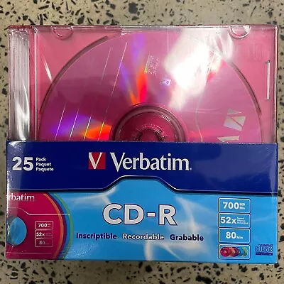 Verbatim Cd-r With Coloured Slimline Cases 25 Pack • $13.50