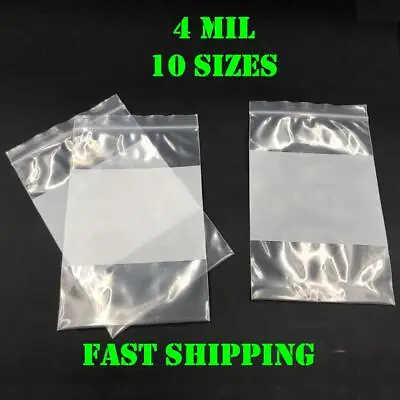 White Block Reclosable Zip Seal Bag Plastic 4Mil Lock Bags Jewelry Zipper Baggie • $165.40