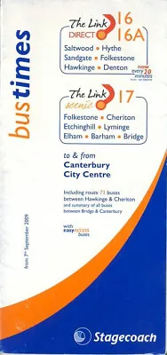 Stagecoach East Kent Bus Timetable (N090907) 16 17 Folkestone Canterbury Sp 2009 • £2.99