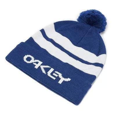 Oakley B1b Logo Beanie Bobble Hat Genuine Official Striped Dark Blue Winter Mx • $31.21