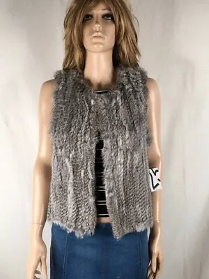 Women's NWT 525 America Rabbit Fur Open Front Casual Vest • $59.99