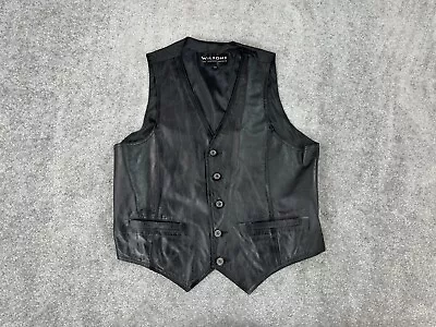 Wilson Vest Mens Extra Large Black Supple Leather Button Motorcycle Rider Biker • $24