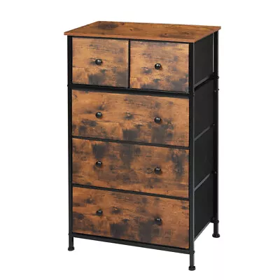 Levede Storage Cabinet Tower Chest Of Drawers Dresser Tallboy Drawer Retro Brown • $87.95