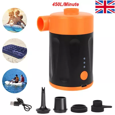 Electric Air Pump For Paddling Pool Fast Inflator Deflator Camp Air Bed Mattress • £14.98