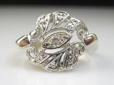 Vintage Diamond Princess Ring Old European Cut 14K White Gold KARLAN & BLEICHER • $395