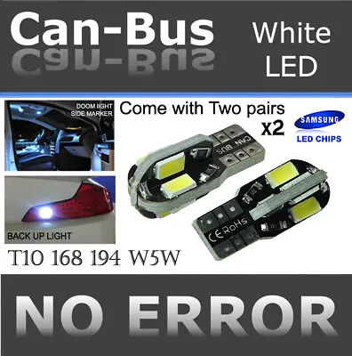 2x Pairs Canbus Samsung 8 LED Chips T10 2825 194 168 License Plate Lights A826 • $9.99