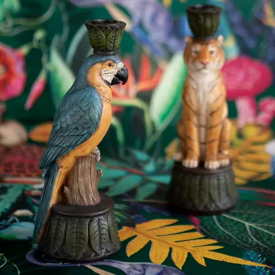 Leopard Parrot Monkey Candlestick Candle Holder Tealight Home Garden Decor Gift • £18.75
