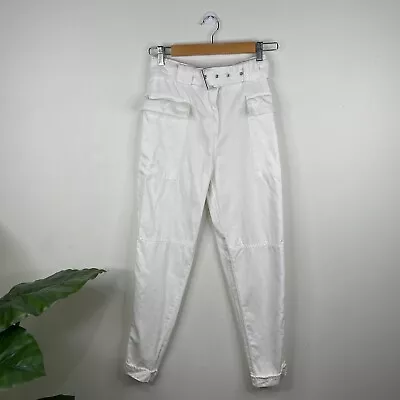 $25 • Buy Bershka White Cargo Pants Size 36 EUR Best Fit 6 - 8 W Pockets & Belt