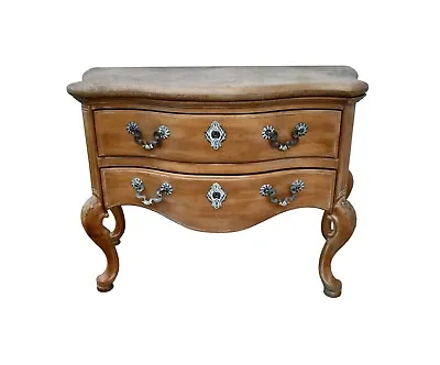 Vintage Henredon Stone Top Tuscan Style Carved Serpentine Shaped Commode • $898