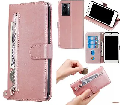 $7.50 • Buy Oppo A57 5g Pu Leather Wallet Case Cowhide Finish Card Zipper