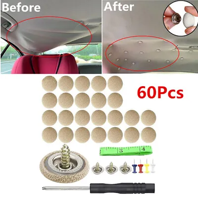 60Pc Beige Old Car Headliner Sagging Liner Trim Repair Kit Snap Button Pin Screw • $16.10