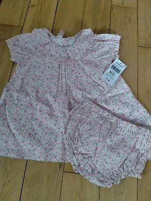 Matalan Baby Girls Pink Floral Dress Bloomer Set Outfit 3-6 Months BNWT 💞 • £7.95