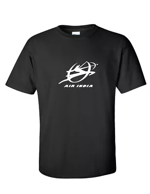 Air India White Logo Tee Shirt Indian Aviation Airline Black Cotton T-shirt  • $18.99