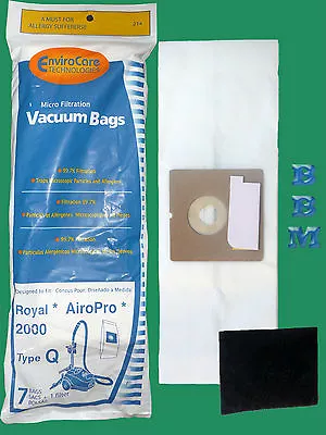 7 Royal Type Q Allergy Tank Vacuum Cleaner Bags & Filter 3-RY2100-001 Aire 2000 • $13.24