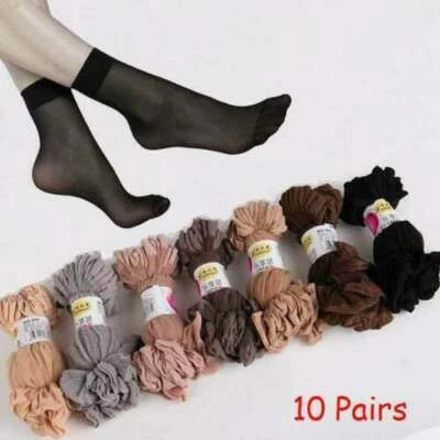 $2.08 • Buy 10 Pairs Womens Ankle Socks Sexy Ultra-thin Elastic Silky Short Silk Stockings