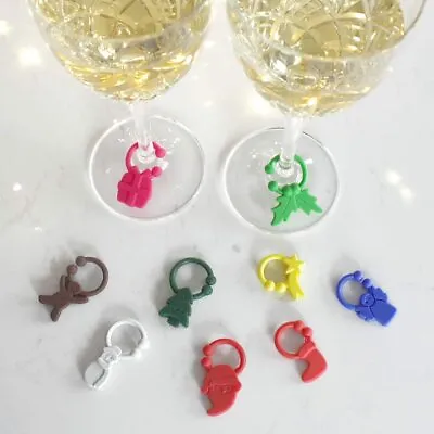 £0.99 • Buy 9 X Christmas Wine Glass Charms Stocking Filler Secret Santa Table Decoration